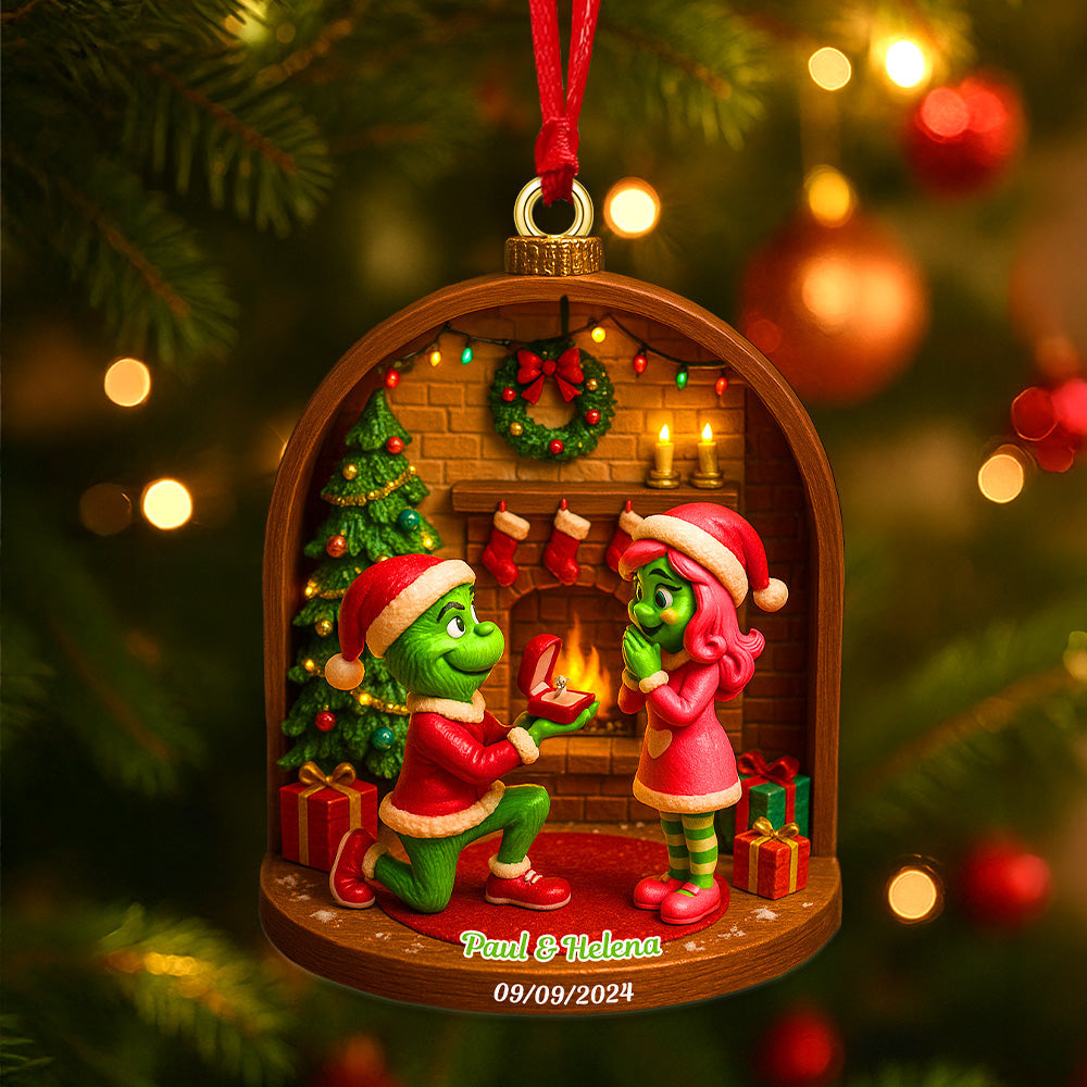 "Celebrate Love This Christmas with Our Personalized Grinch Ornament" - Custom Acrylic Ornament for Couples Ornament PopCulturePrints