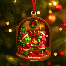 Load image into Gallery viewer, &quot;Celebrate Love This Christmas with Our Personalized Grinch Ornament&quot; - Custom Acrylic Ornament for Couples Ornament PopCulturePrints
