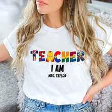 Load image into Gallery viewer, Custom Teacher Shirt with Superhero Alphabet Design Shirts PopCulturePrints
