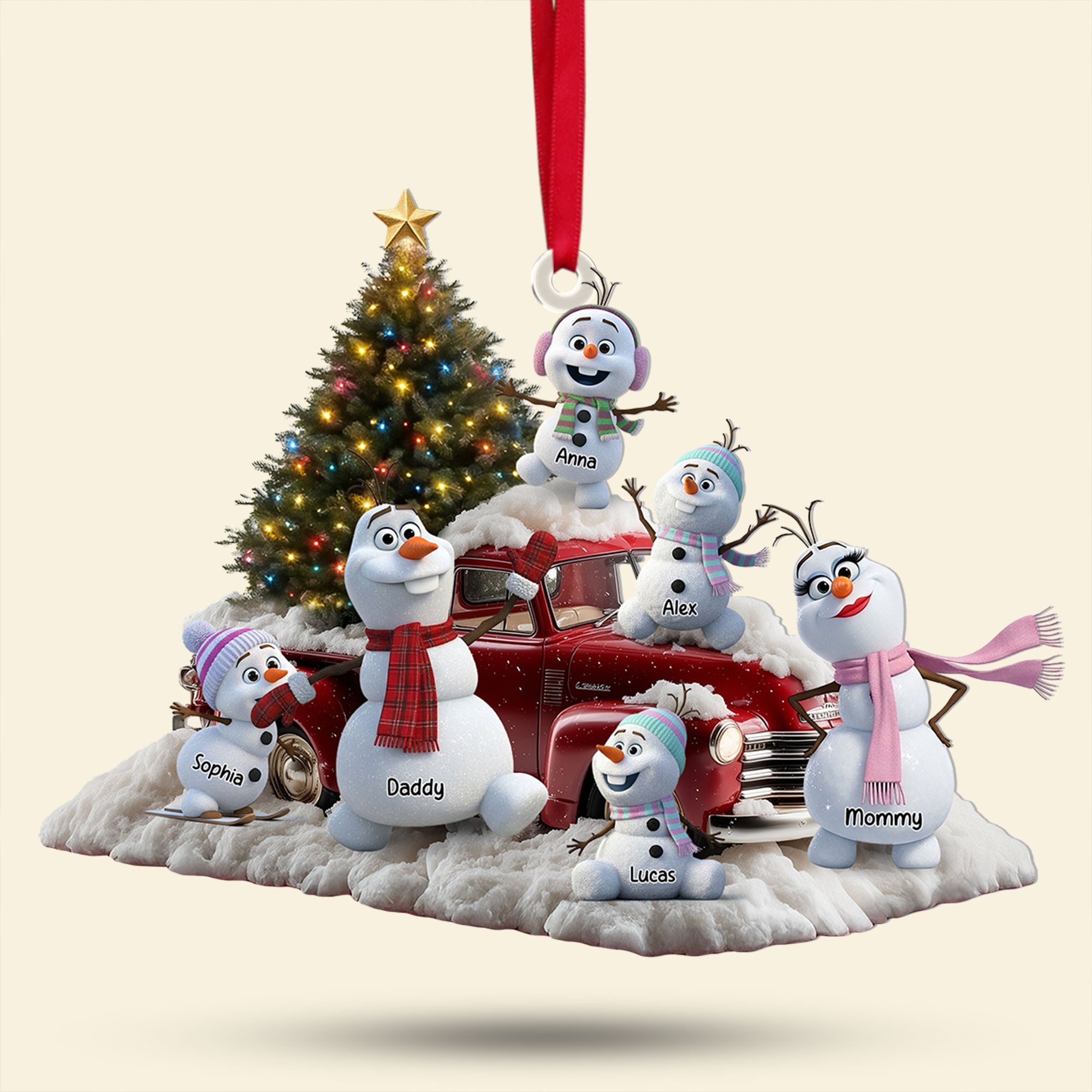 “Celebrate Family Traditions” - Snowman Family Ornament - Personalized Gifts for Family Ornament PopCulturePrints