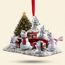 Load image into Gallery viewer, “Celebrate Family Traditions” - Snowman Family Ornament - Personalized Gifts for Family Ornament PopCulturePrints
