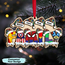 Load image into Gallery viewer, Personalized Superhero Family Christmas Ornament Ornament PopCulturePrints
