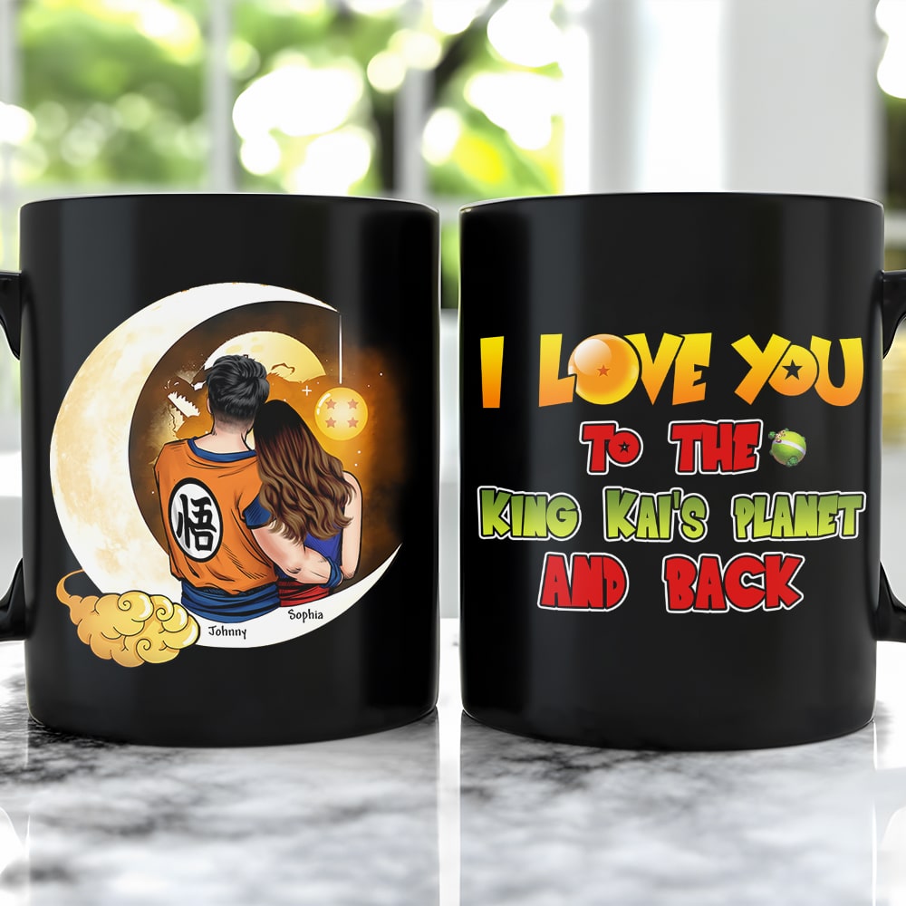 Personalized Dragon Couple Mug | I Love You to King Kai's Planet and Back | Valentine's Day Gifts Coffee Mug PopCulturePrints