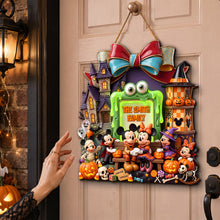 Load image into Gallery viewer, “Welcome to the Spookiest Home!” - Mystical Spooky Family Acrylic Sign - Personalized Halloween Gifts for Families Acrylic Sign PopCulturePrints
