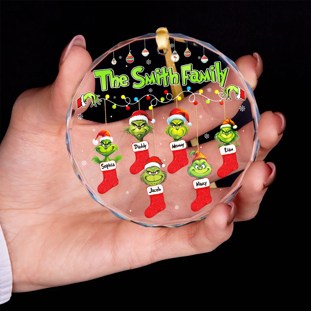 Personalized Grinch Family Christmas Ornament Ornament PopCulturePrints