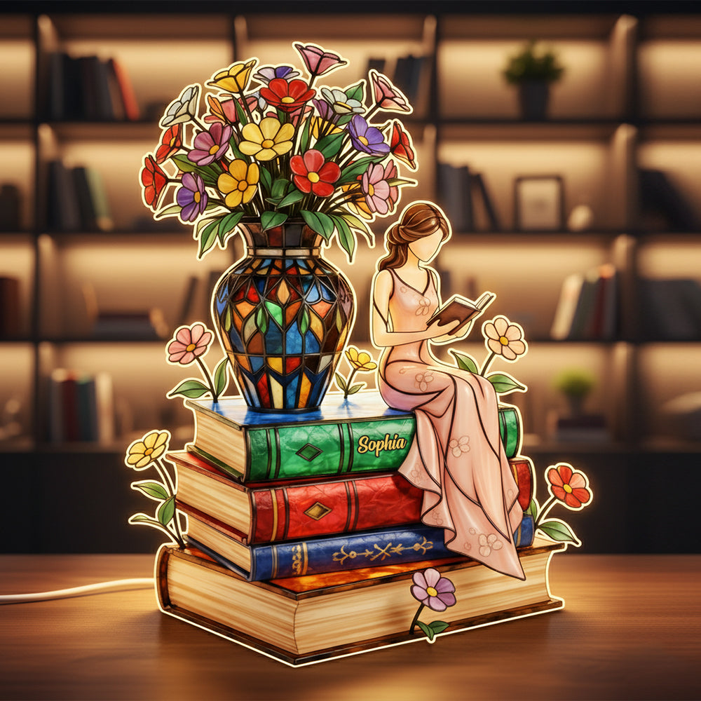 Illuminate Your Stories - Floral Storytime Book Stack Light Box - Personalized Gift for Book Lovers Light Box PopCulturePrints