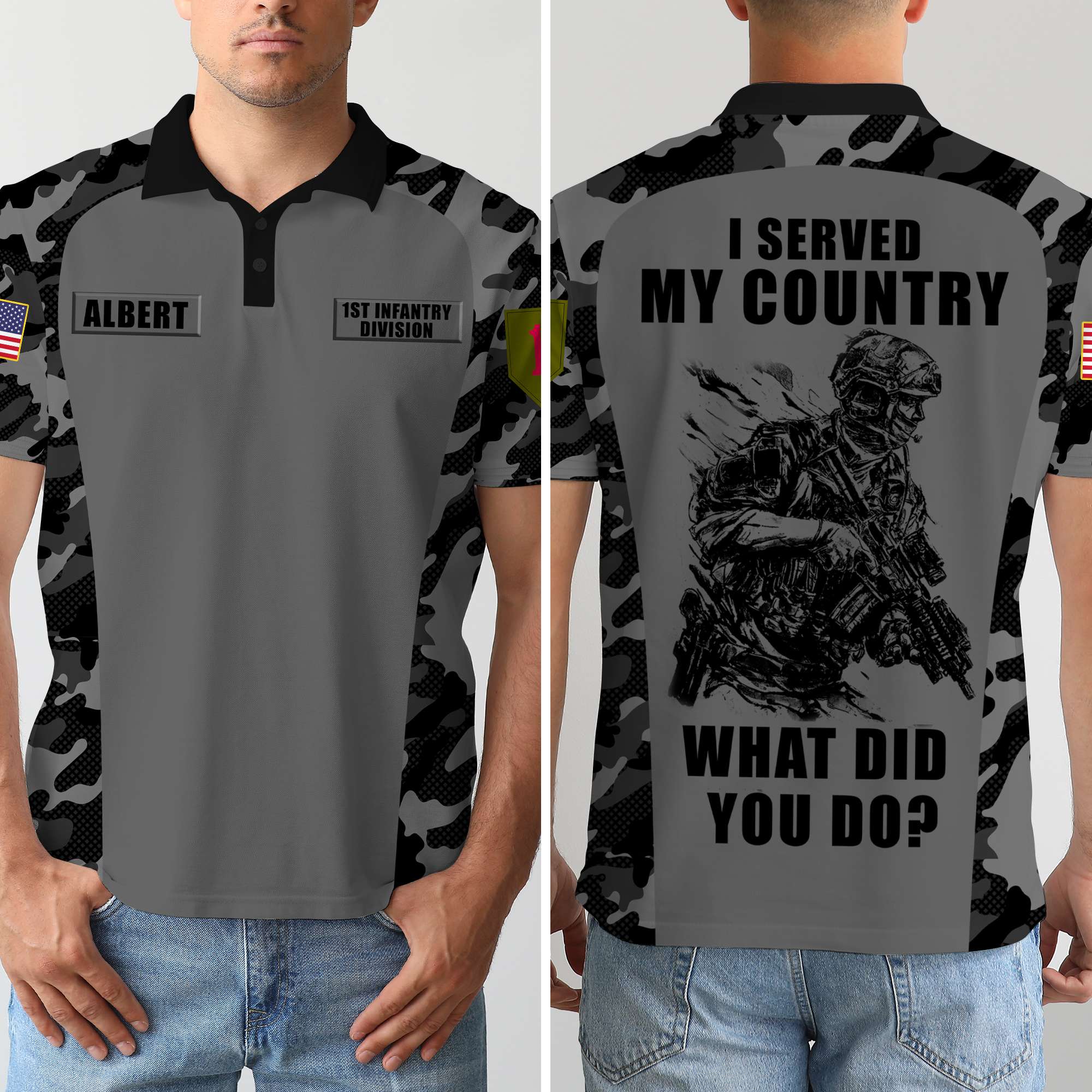 Personalized U.S. Army Veteran Camo Polo Shirt