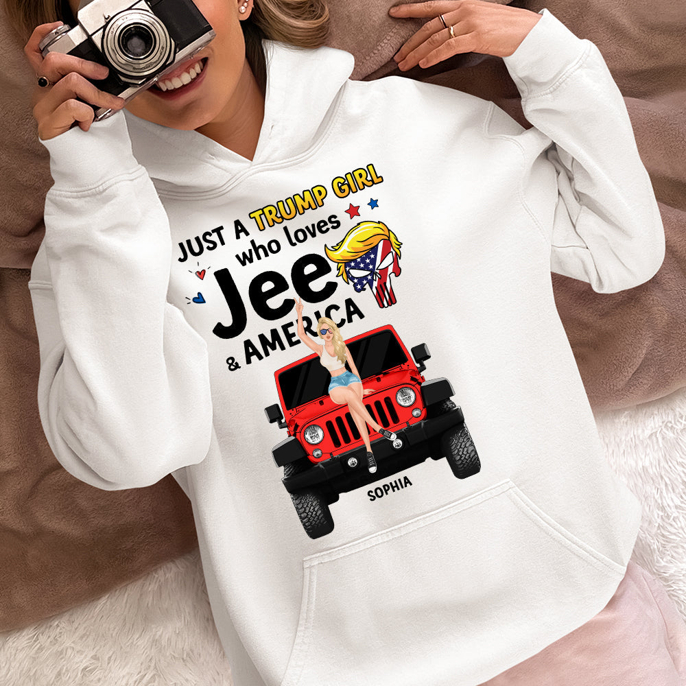 Personalized Just A Trump Girl Who Loves Jeeps & America T-Shirt