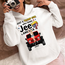 Load image into Gallery viewer, Personalized Just A Trump Girl Who Loves Jeeps &amp; America T-Shirt
