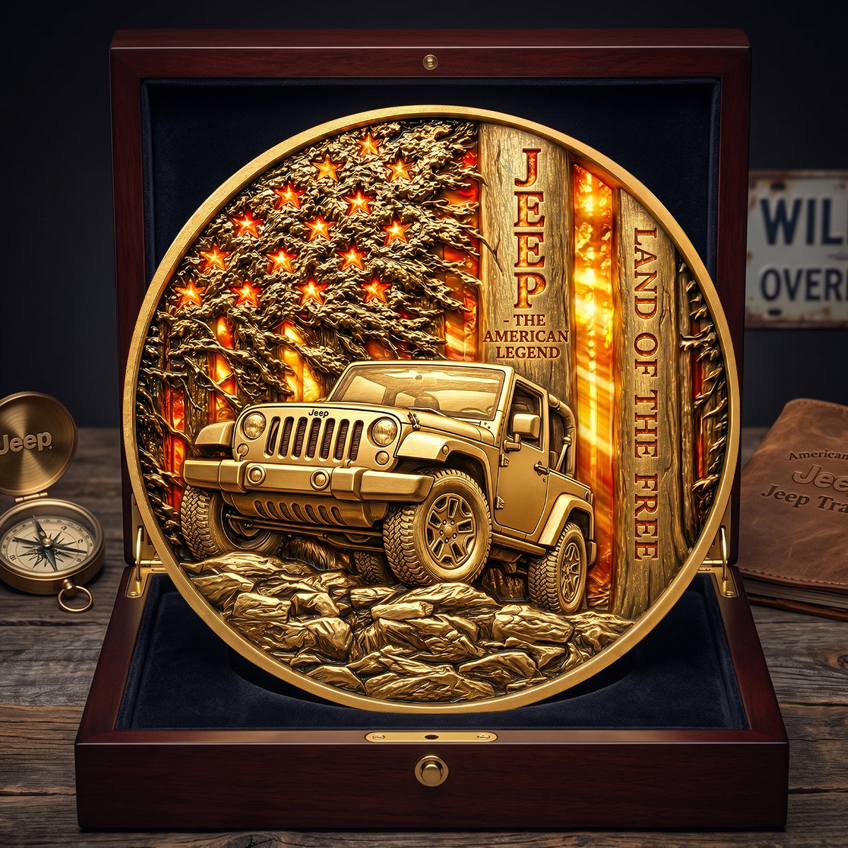 Adventure Awaits: Sunset American Forest Trail Coin - Personalized Gift for Off-road Lovers