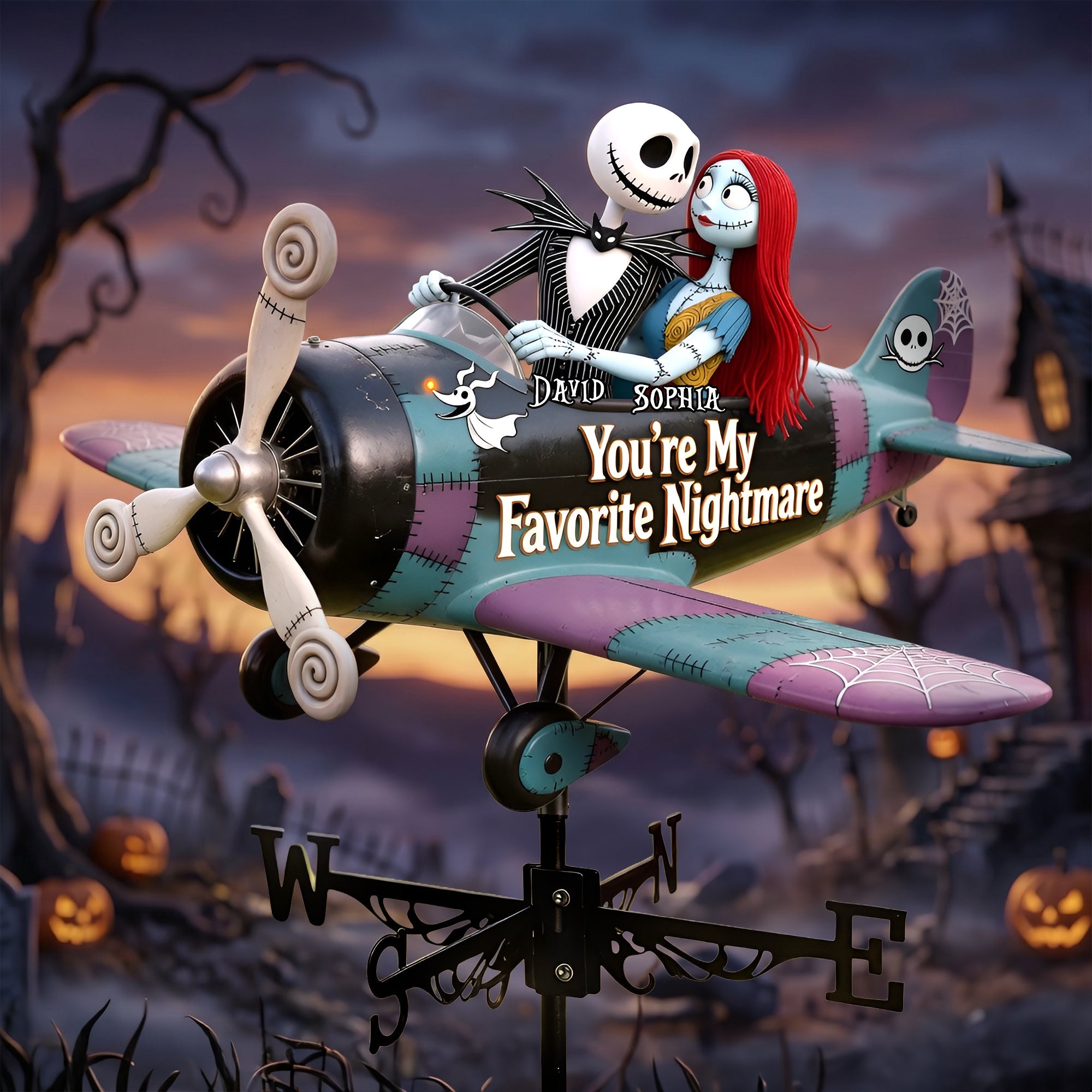 You're My Favorite Nightmare - Gothic Sweethearts Metal Weather Vane - Personalized Gift for Lovers Metal Signs PopCulturePrints