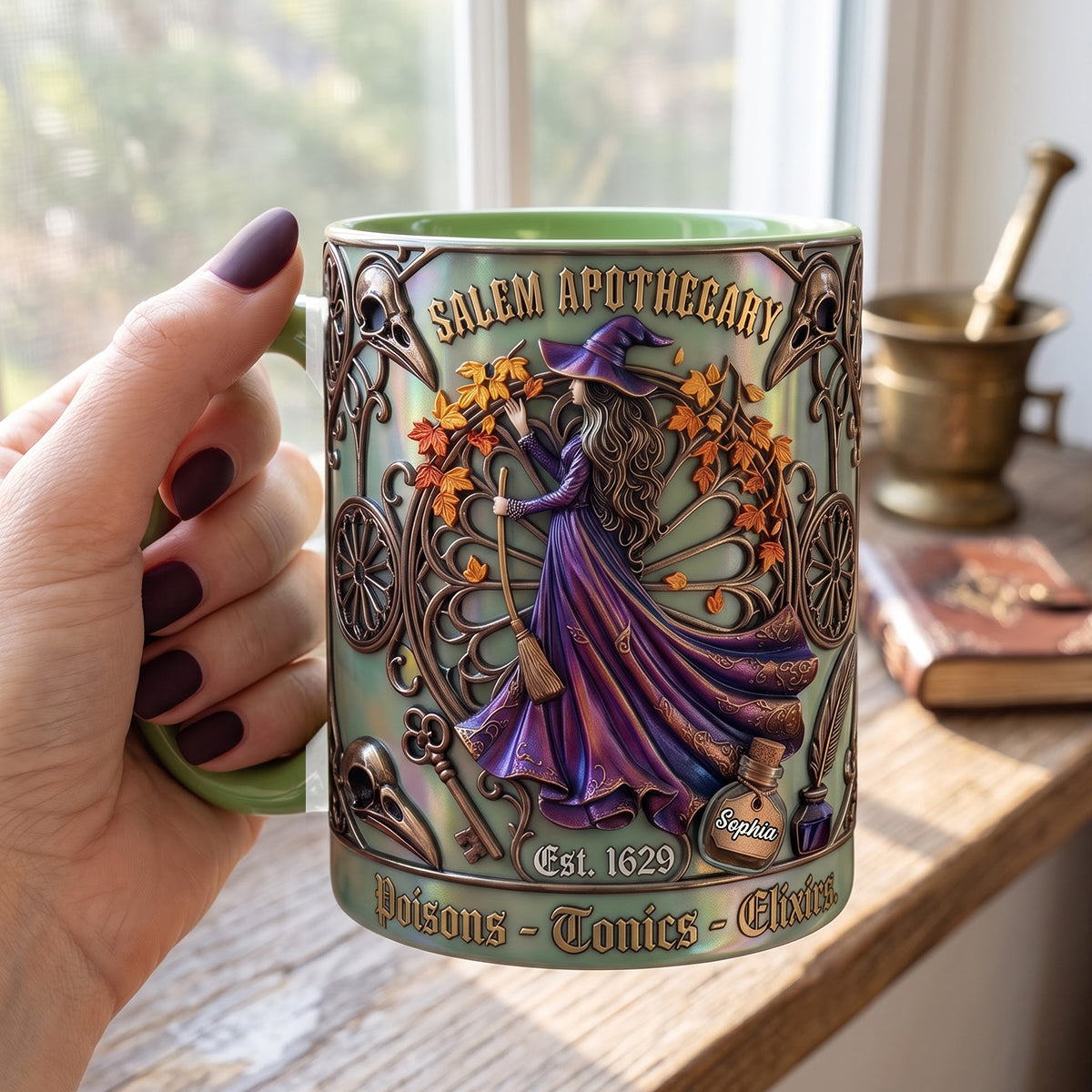 Enchant Your Day: Ancient Ancestral Witch Accent Mug - Personalized Gift for Witch Lovers
