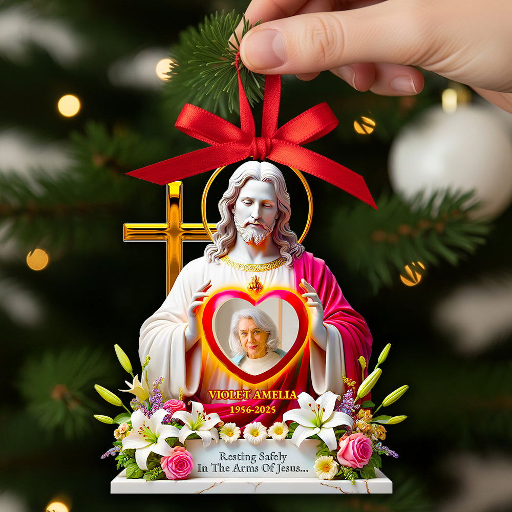 Resting Safely In The Arms Of Jesus - Custom Memorial Ornament Ornament PopCulturePrints