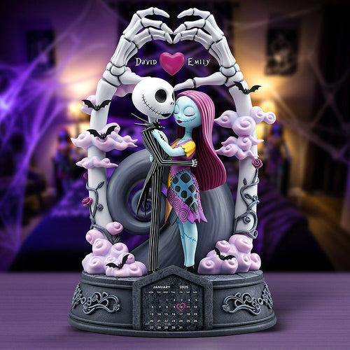 Spooky Love: A Heartfelt Embrace - Personalized Acrylic Plaque for Couples Shaped Plaques PopCulturePrints