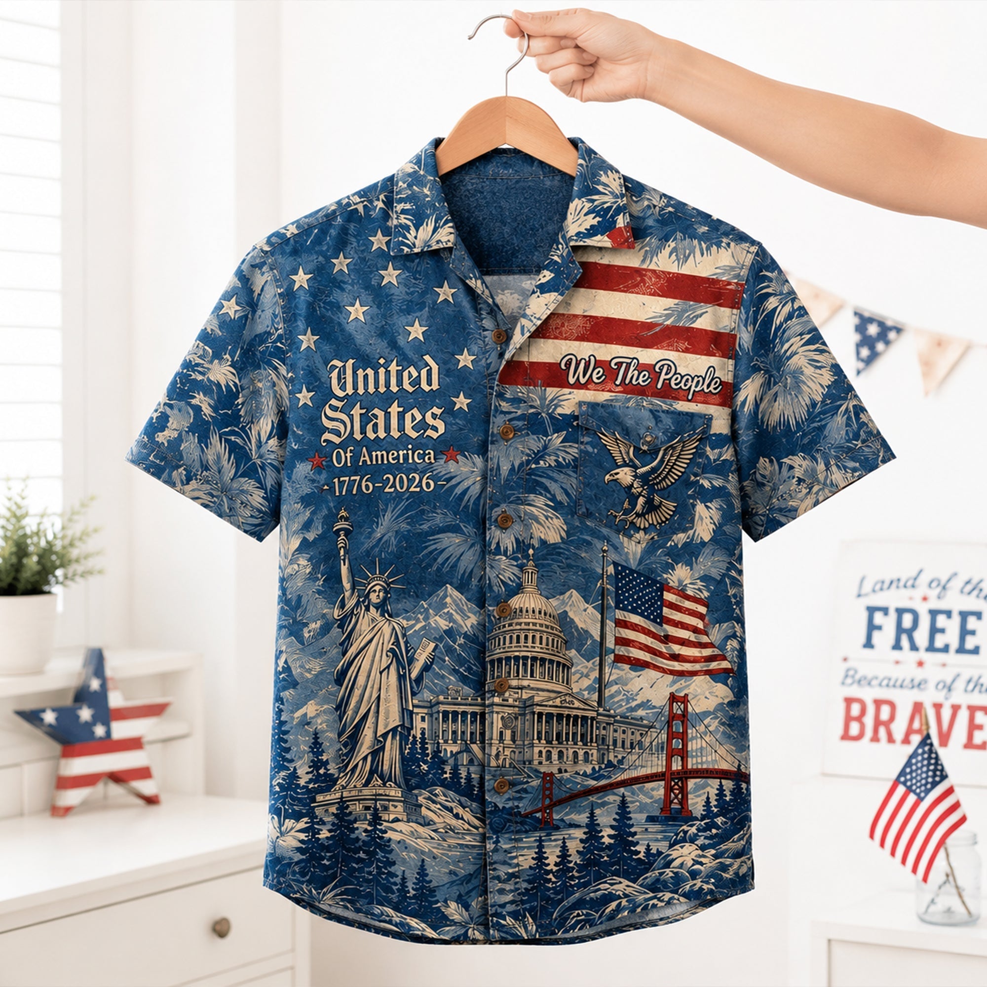 Land Of The Free Hawaiian Shirt - Personalized Gifts For Patriots 02PALU260526 Hawaiian Shirts PopCulturePrints
