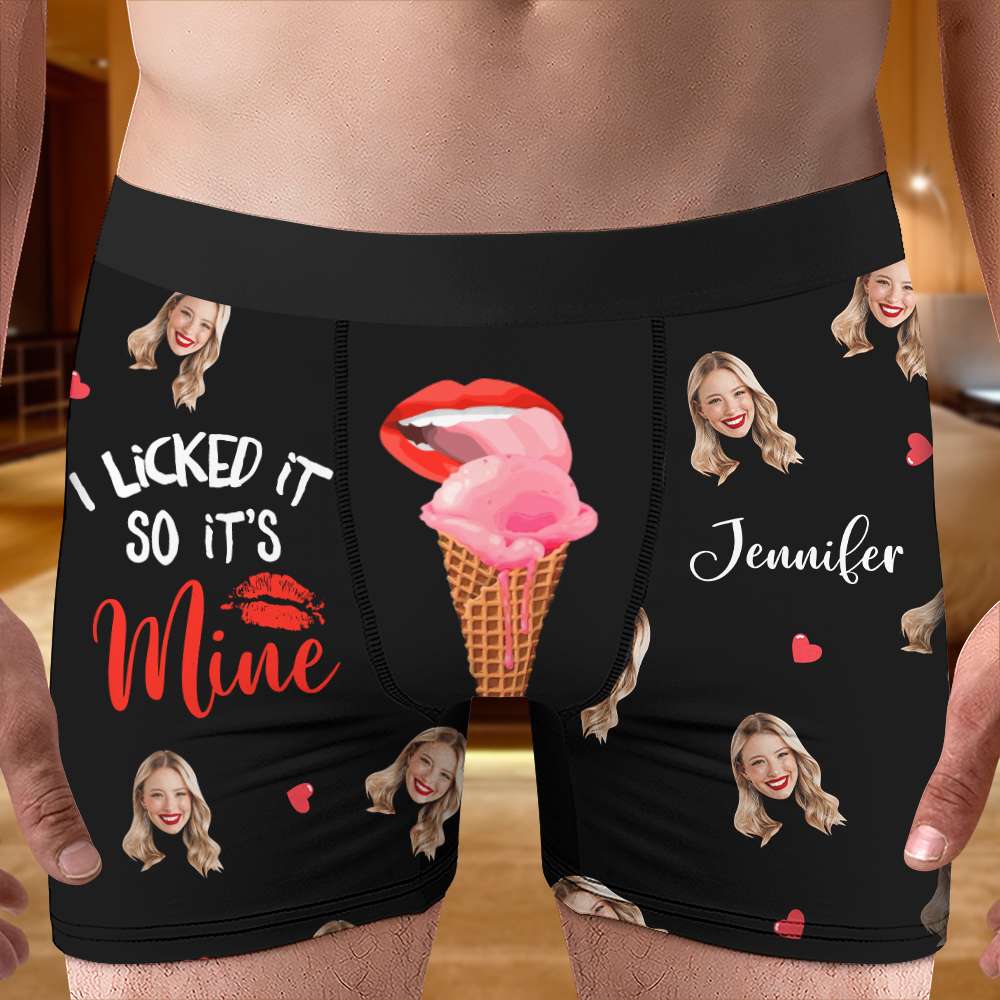 Personalized Couple Boxer Shorts - I Licked It So It's Mine Boxer Briefs PopCulturePrints