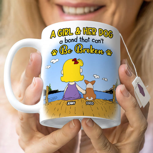 “A Girl & Her Dog: A Bond That Can’t Be Broken” - Personalized Coffee Mug for Dog Lovers Coffee Mug PopCulturePrints