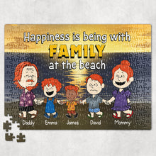 Load image into Gallery viewer, Personalized Family Beach Jigsaw Puzzle - Custom Names and Characters
