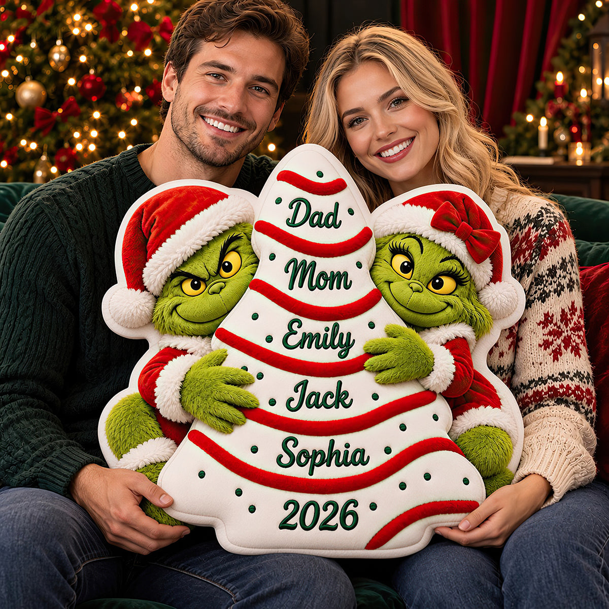 "Celebrate Togetherness this Christmas!" - Family Christmas Tree Pillow - Personalized Gift for Family