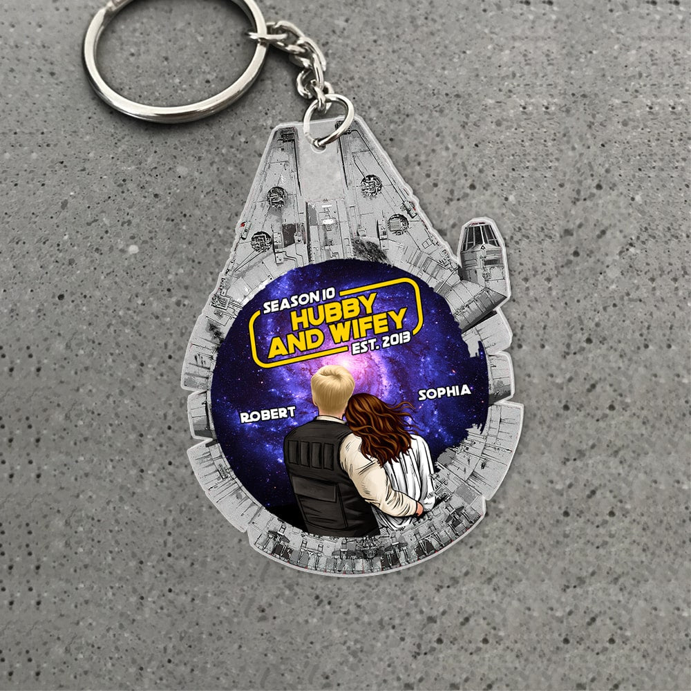 Personalized Hubby and Wifey Keychain | Space Adventure Gift | Valentine's Day Gifts Keychains PopCulturePrints