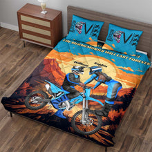 Load image into Gallery viewer, Personalized Motocross Couple Quilt Bed Set - Forever Memories Blanket PopCulturePrints
