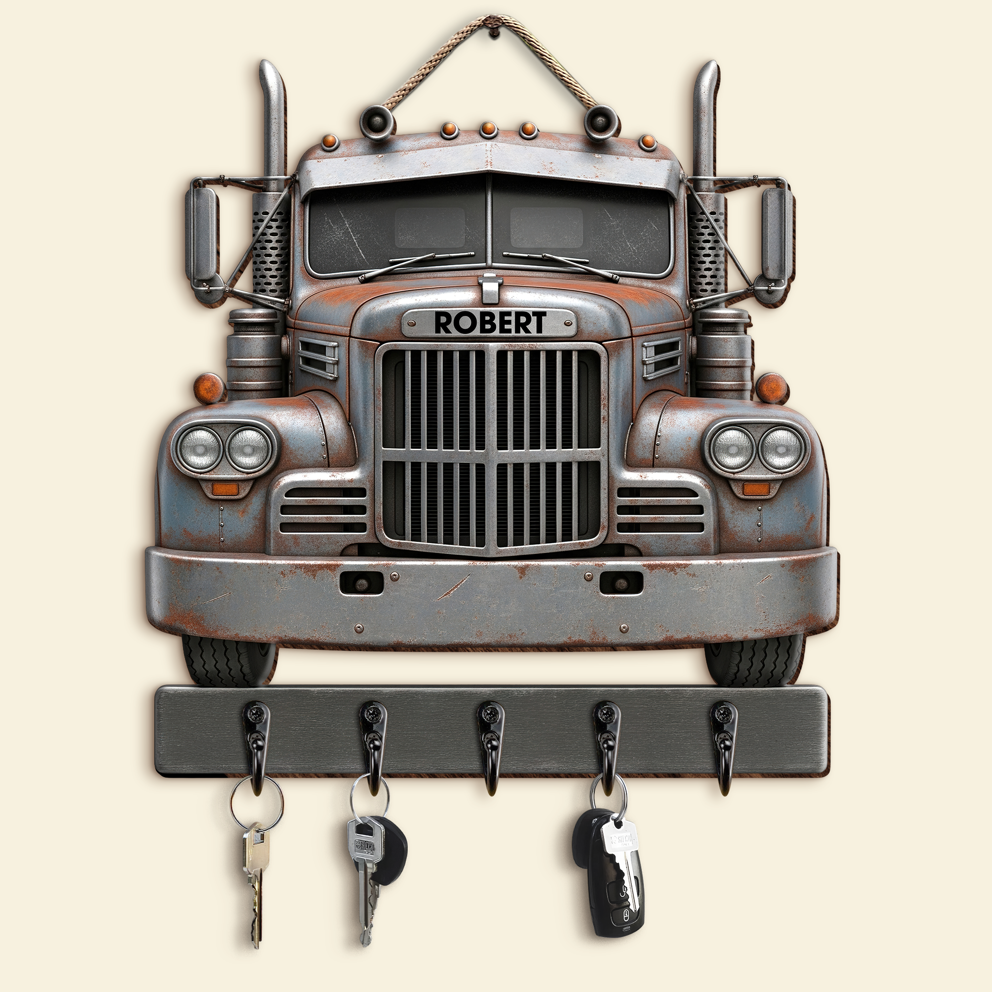 Keep on Truckin' - Personalized Truck Key Hanger for Truckers Wood Sign PopCulturePrints