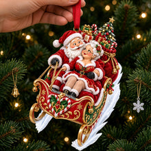 Load image into Gallery viewer, "Together is Our Favorite Place to Be" - Personalized Xmas Santa Couple Riding in A Sleigh Ornament - Perfect Gift for Couples Ornament PopCulturePrints
