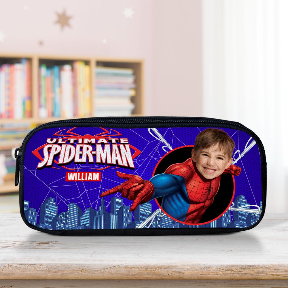 Personalized Spider Theme Pencil Case for Kids - Add Your Photo Pencil Case PopCulturePrints