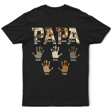 Load image into Gallery viewer, The Man, The Myth, The Legend – Personalized Dad T-Shirt with Kids&#39; Handprints T-shirt PopCulturePrints
