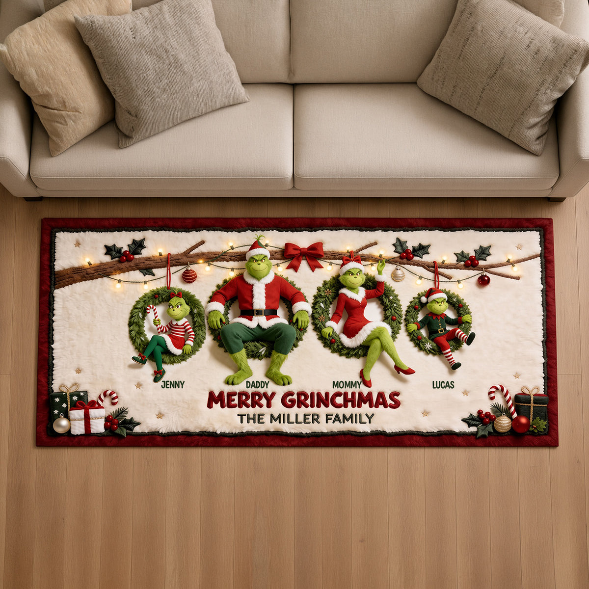 Christmas Monster Family Runner Rug - Personalized Gifts For Family Runner Rug 02TOTN050926 Doormat PopCulturePrints