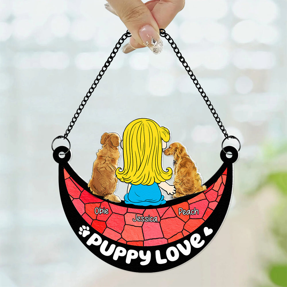 Personalized Puppy Love Suncatcher Ornament for Dog Lovers Ornament PopCulturePrints