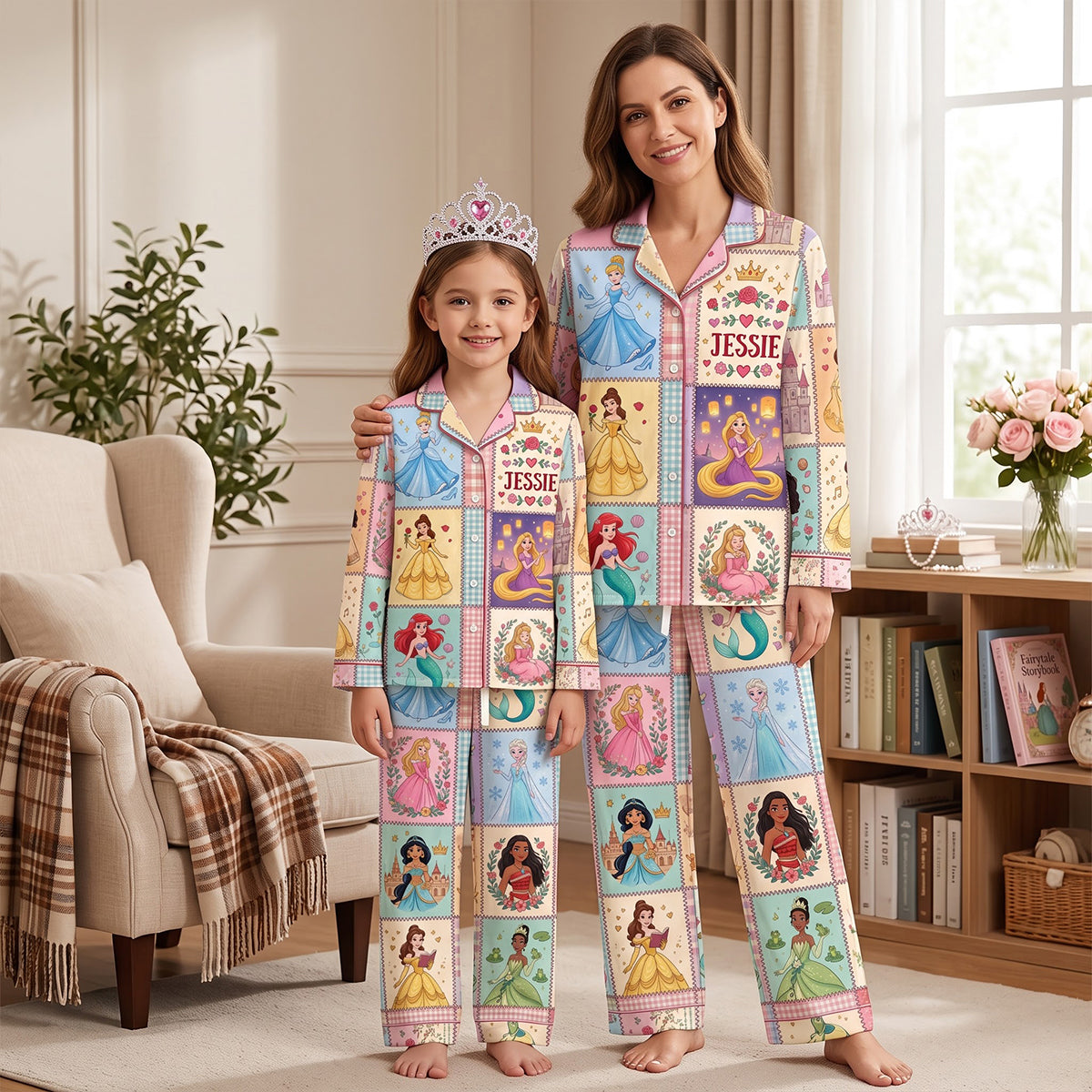 Dreamy Childhood Princess Button Up Pajama Set - Personalized Gift for Kids