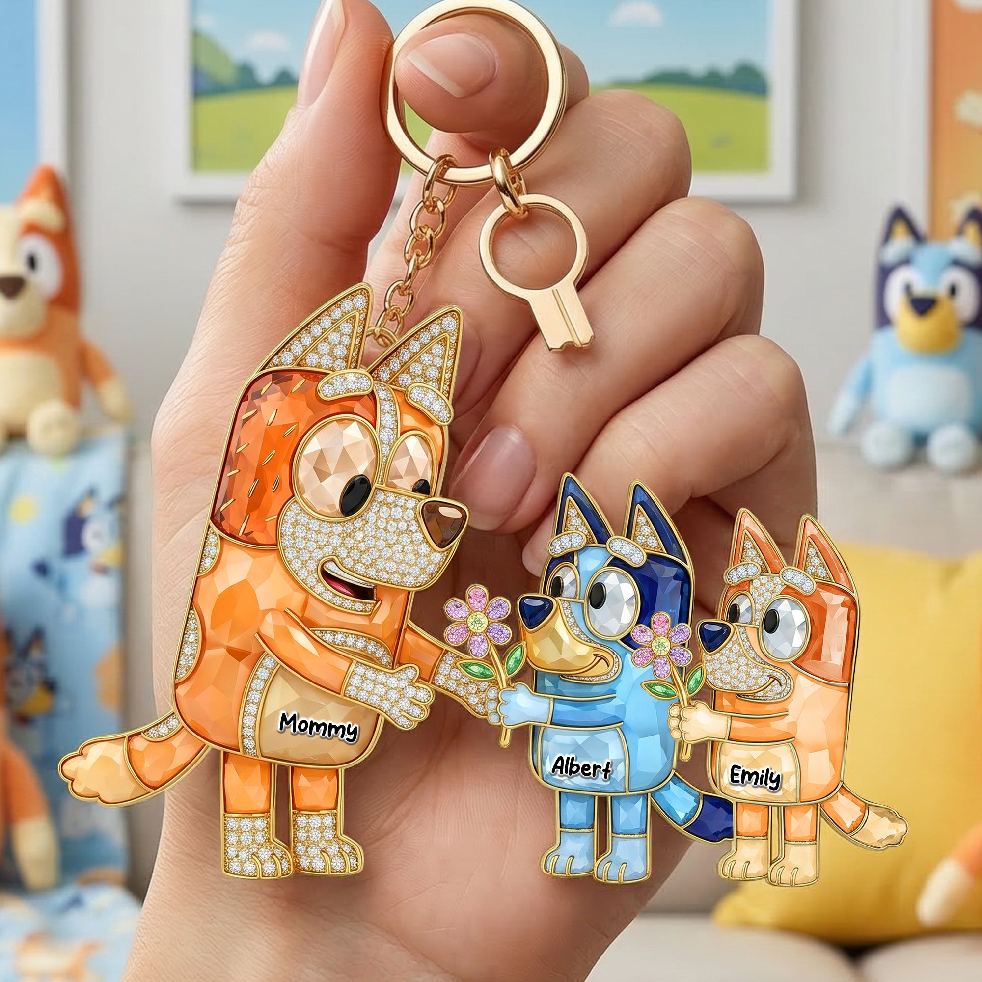 Sweet Mommy & Little Ones Keychain - A Heartwarming Personalized Gift for Mom, Grandma & Kids