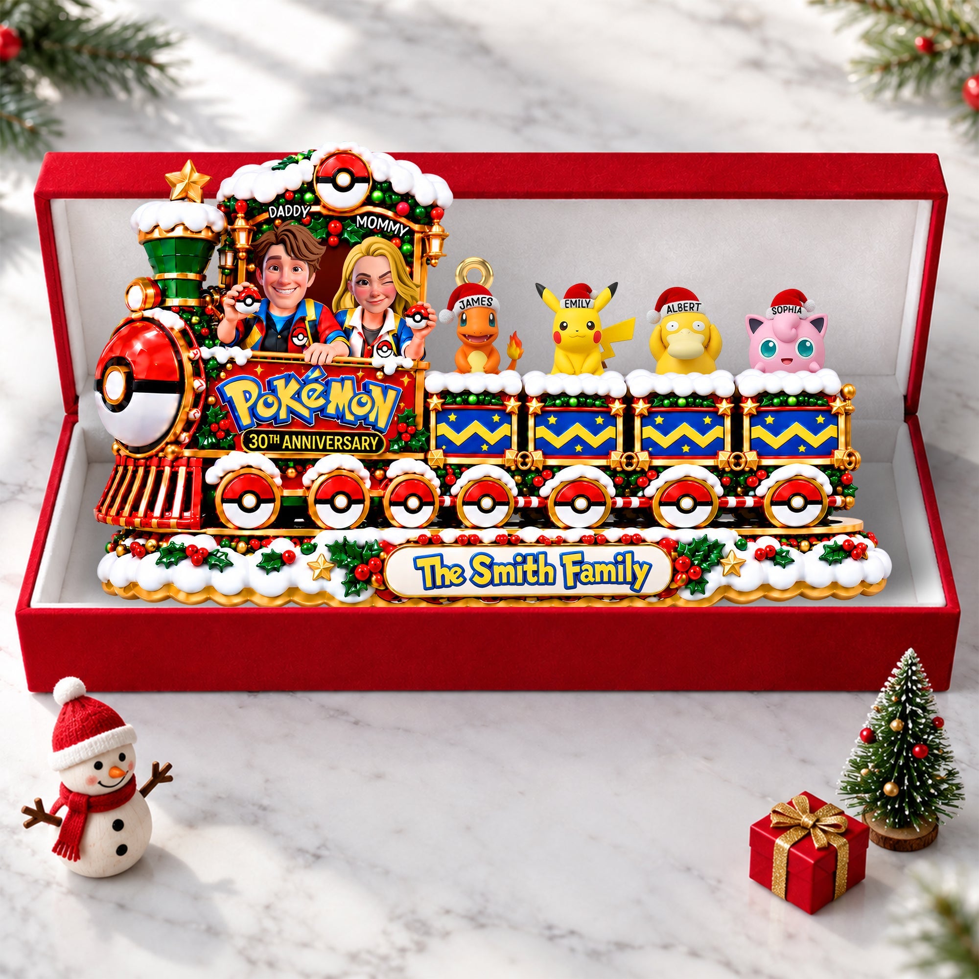 “All Aboard for Family Fun!” - Family Lovely Train Adventure Acrylic Ornament - Personalized Gift for Families