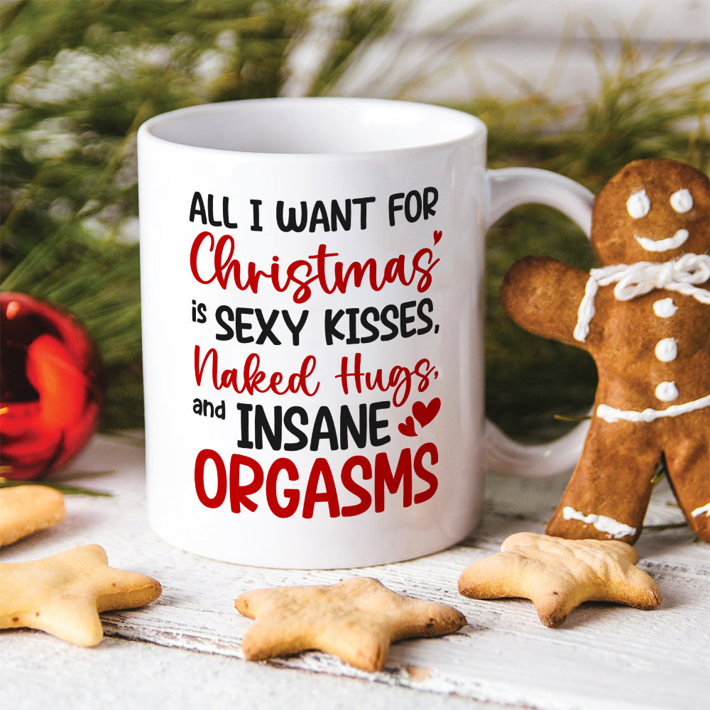 Personalized Romantic Christmas Mug Set - Sexy Kisses & Warm Wishes