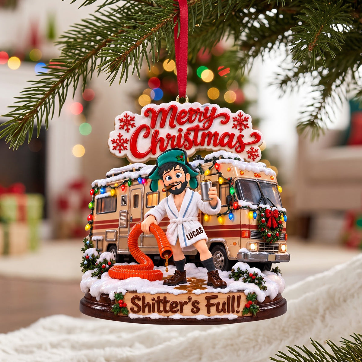 Merry Christmas! Shitter's Full! – Personalized Acrylic Ornament for Holiday Cheer