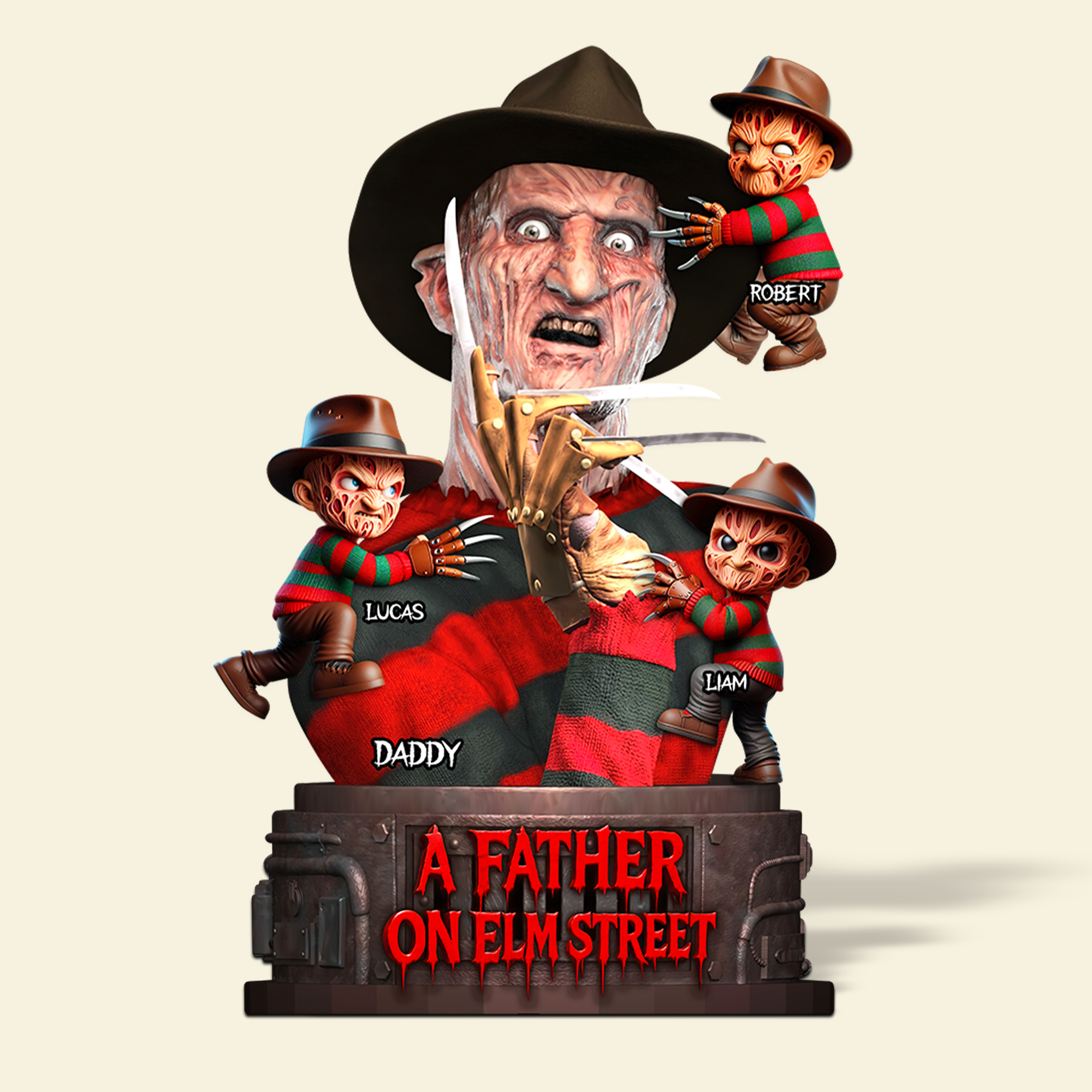 "A Father on Elm Street" - Personalized Horror Dad Acrylic Plaque - Perfect Gift for Dads and Grandpas Shaped Plaques PopCulturePrints