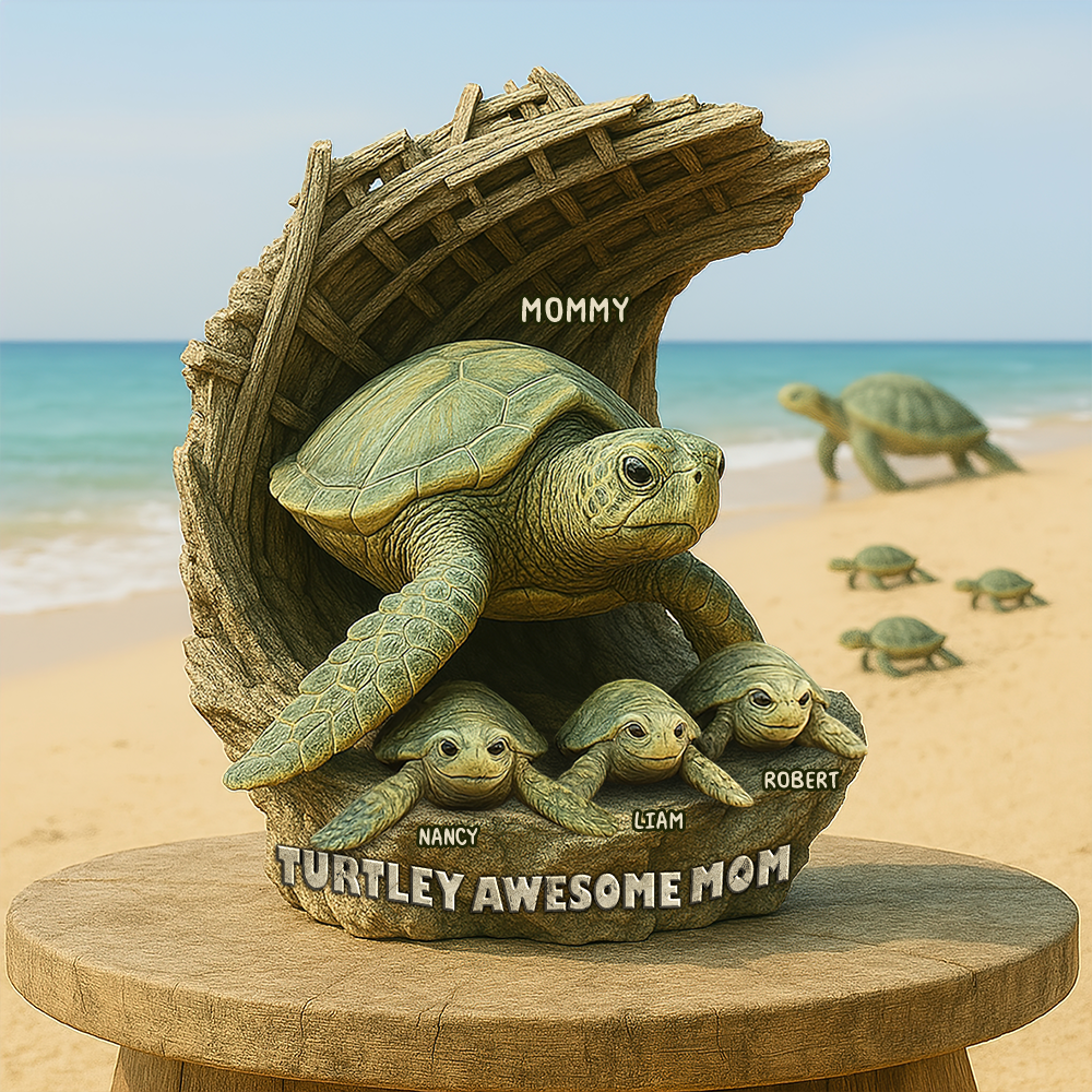 Turtley Awesome Mom: A Heartfelt Personalized Gift for Mom and Grandma Shaped Plaques PopCulturePrints