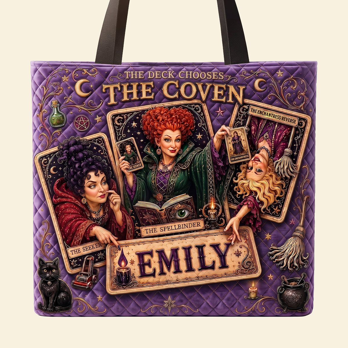“The Deck Chooses” - Haunted Sisters Halloween Tote Bag - Personalized Gift for Witch Lovers