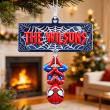 Load image into Gallery viewer, Swing into the Holidays: Web-Slinging Warrior Acrylic Ornament - Personalized Christmas Gift
