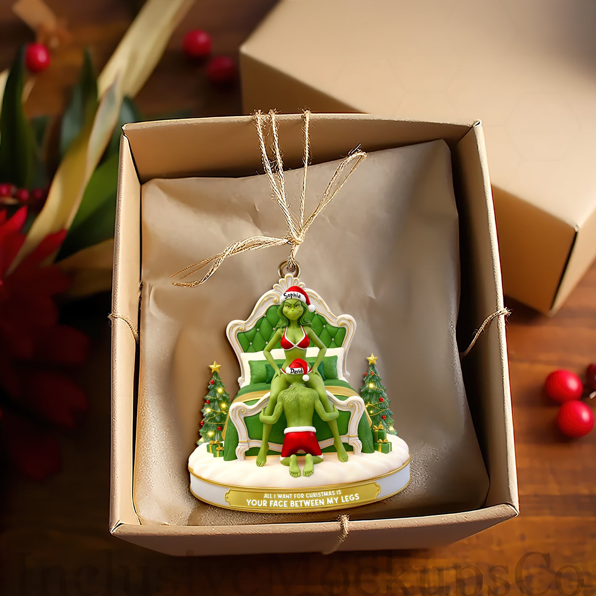 All I Want for Christmas is Your Face Between My Legs - Cheeky Couple Christmas Ornament | Personalized Gift for Couples Ornament PopCulturePrints