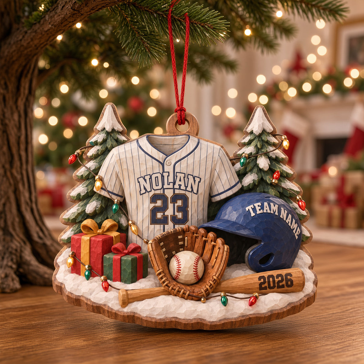 “Celebrate Your Passion for Sport!” - Batter Up Wood Effect Ornament, Personalized Gifts for Sports Lovers