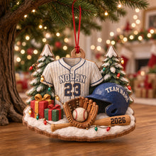 Load image into Gallery viewer, “Celebrate Your Passion for Sport!” - Batter Up Wood Effect Ornament, Personalized Gifts for Sports Lovers
