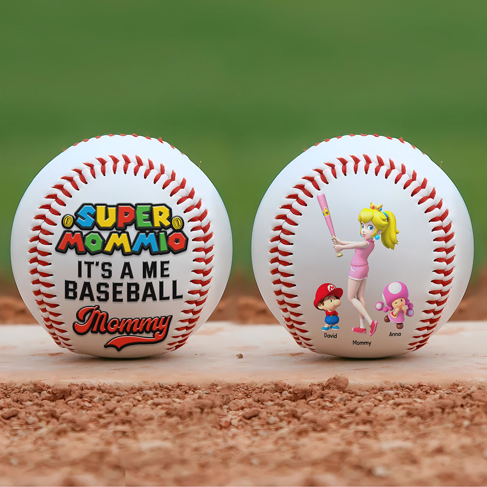 Super Mom, It's a Me Baseball - Personalized Gift for Mom and Grandma Baseball PopCulturePrints