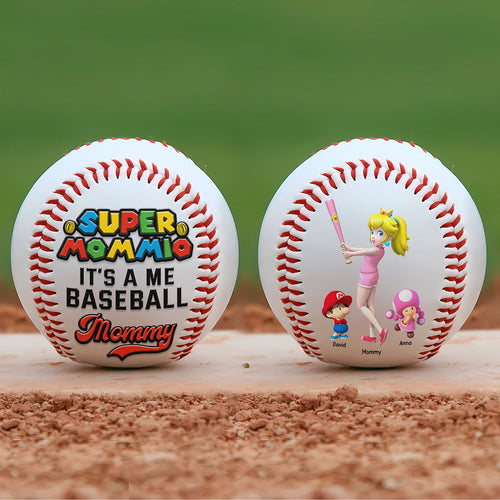 Super Mom, It's a Me Baseball - Personalized Gift for Mom and Grandma Baseball PopCulturePrints