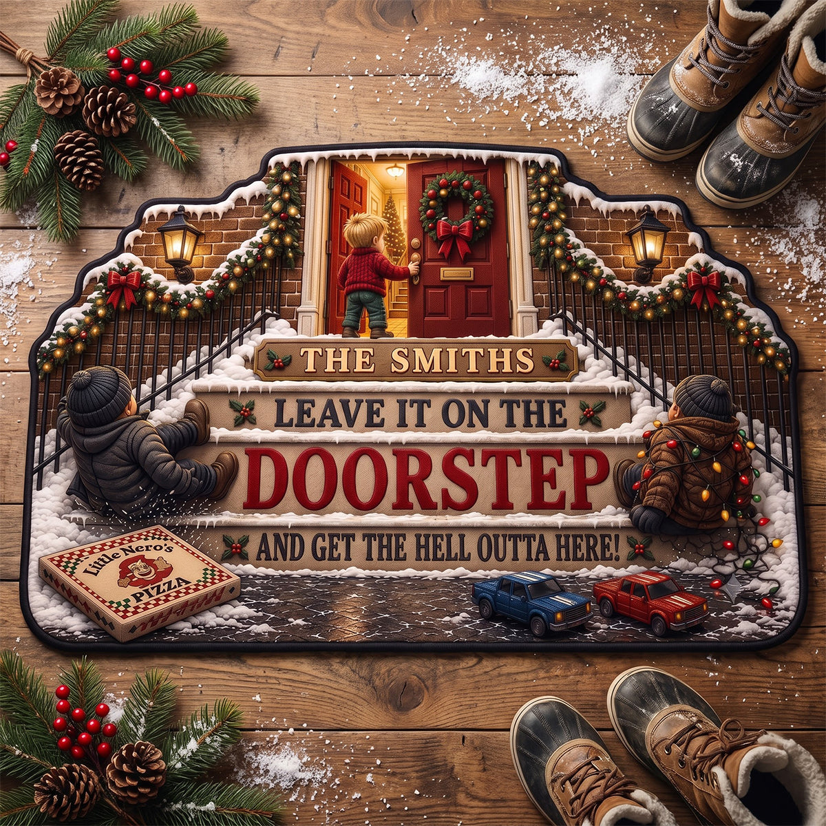 Funny Christmas Doormat - Personalized Gift for Families