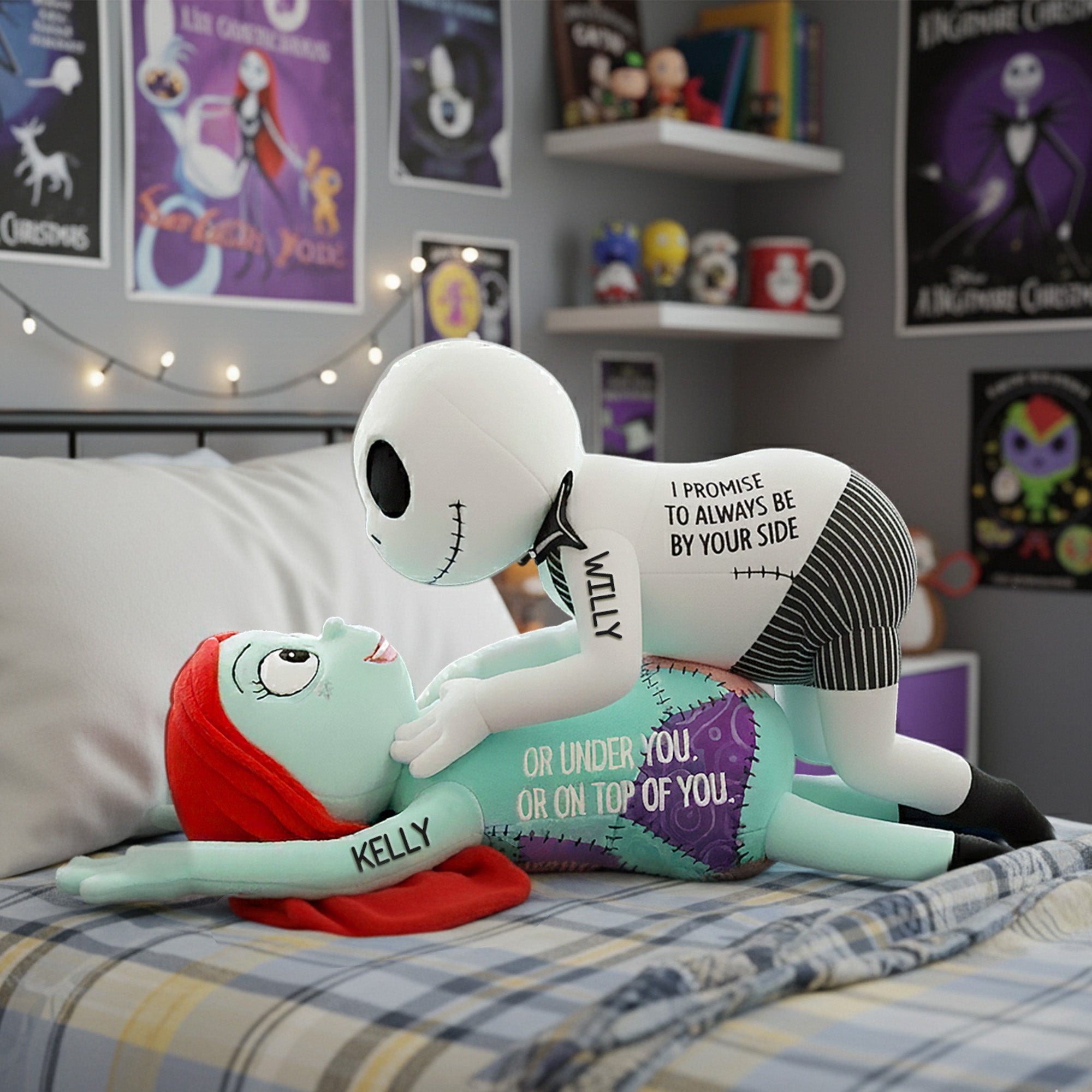 "I Promise to Always Be By Your Side" - Fun Inseparable Couple Custom Shape Pillow - Personalized Gift for Couples Pillow PopCulturePrints