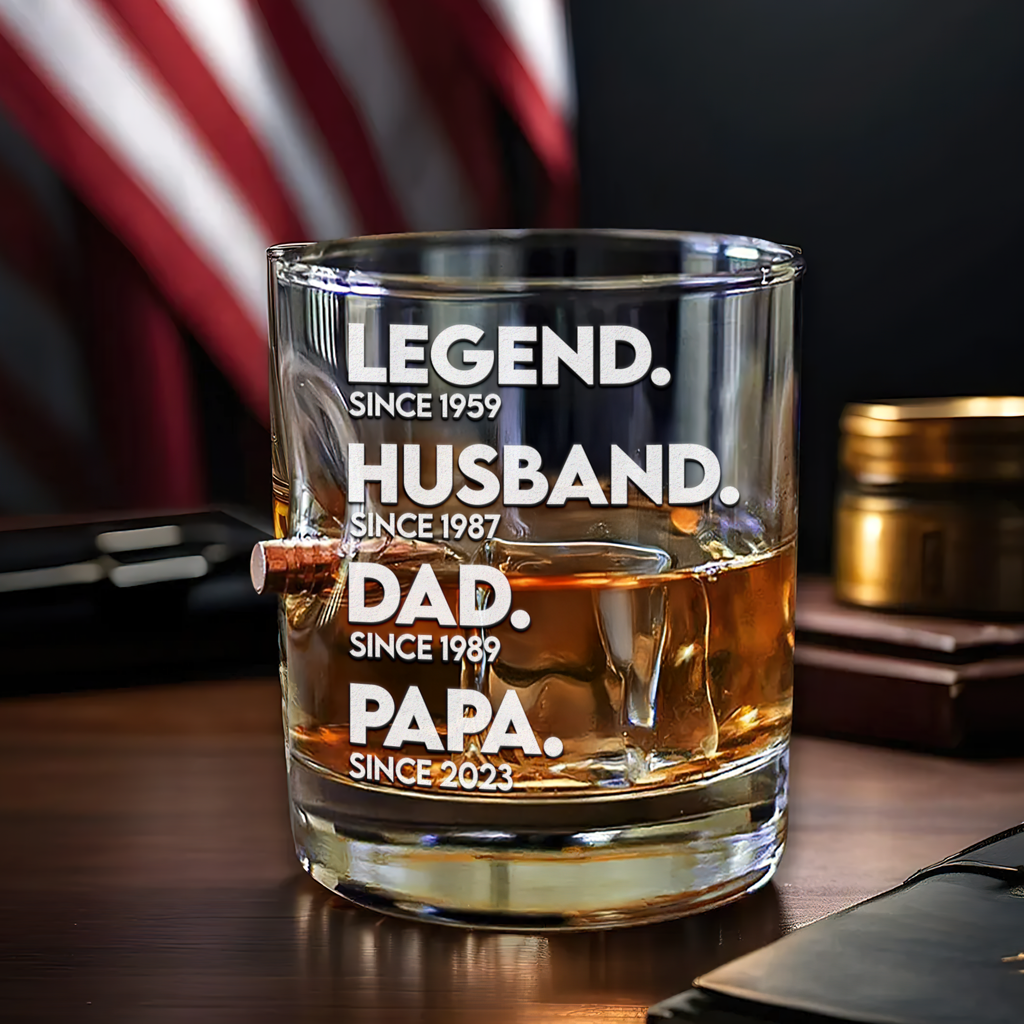 "Legend since 1959 - Personalized Dad Bullet Glass | Unique Gift for Dad, Grandpa & Husband" Bullet Glass PopCulturePrints