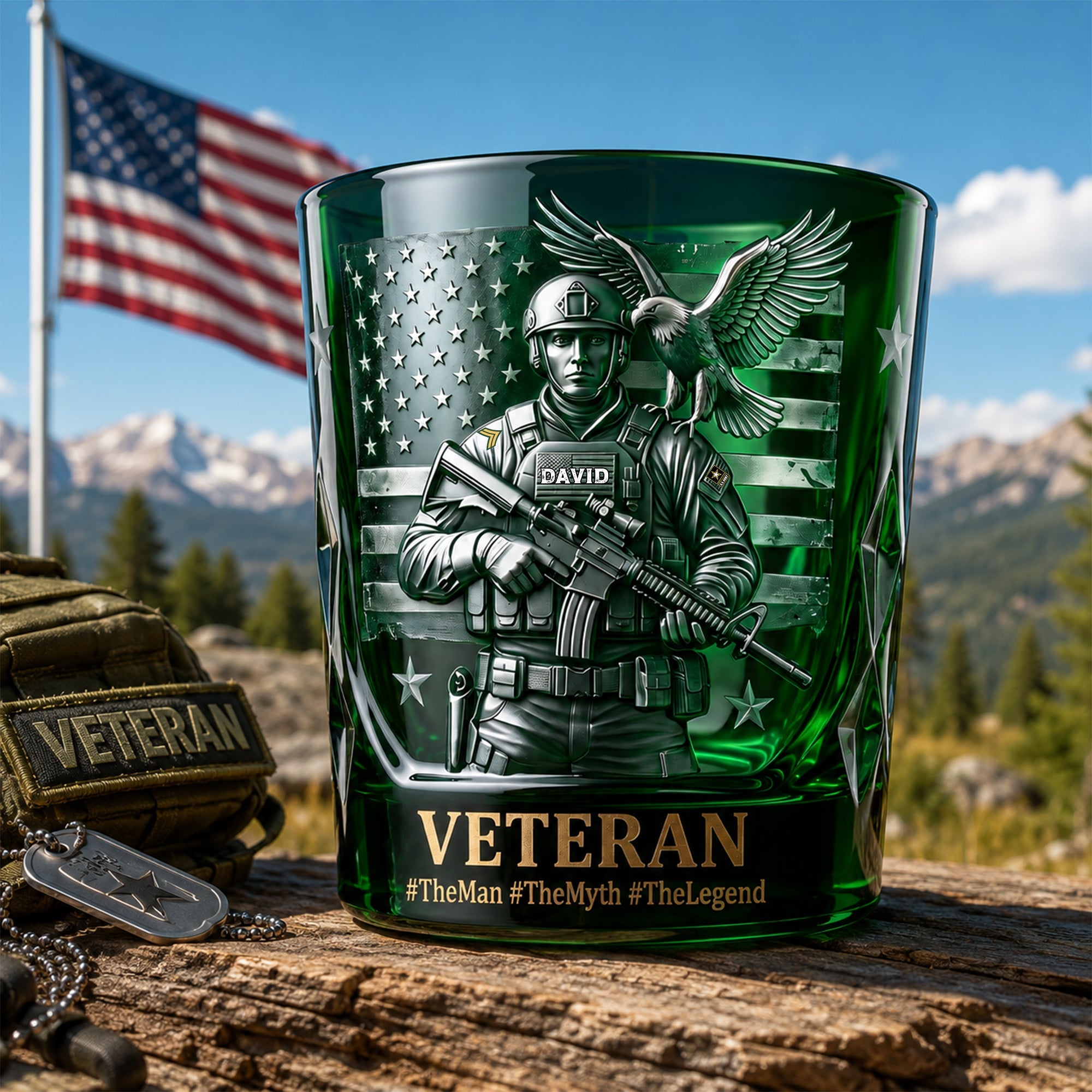 Fierce American Veteran Drinking Glass - Personalized Gift for Veterans
