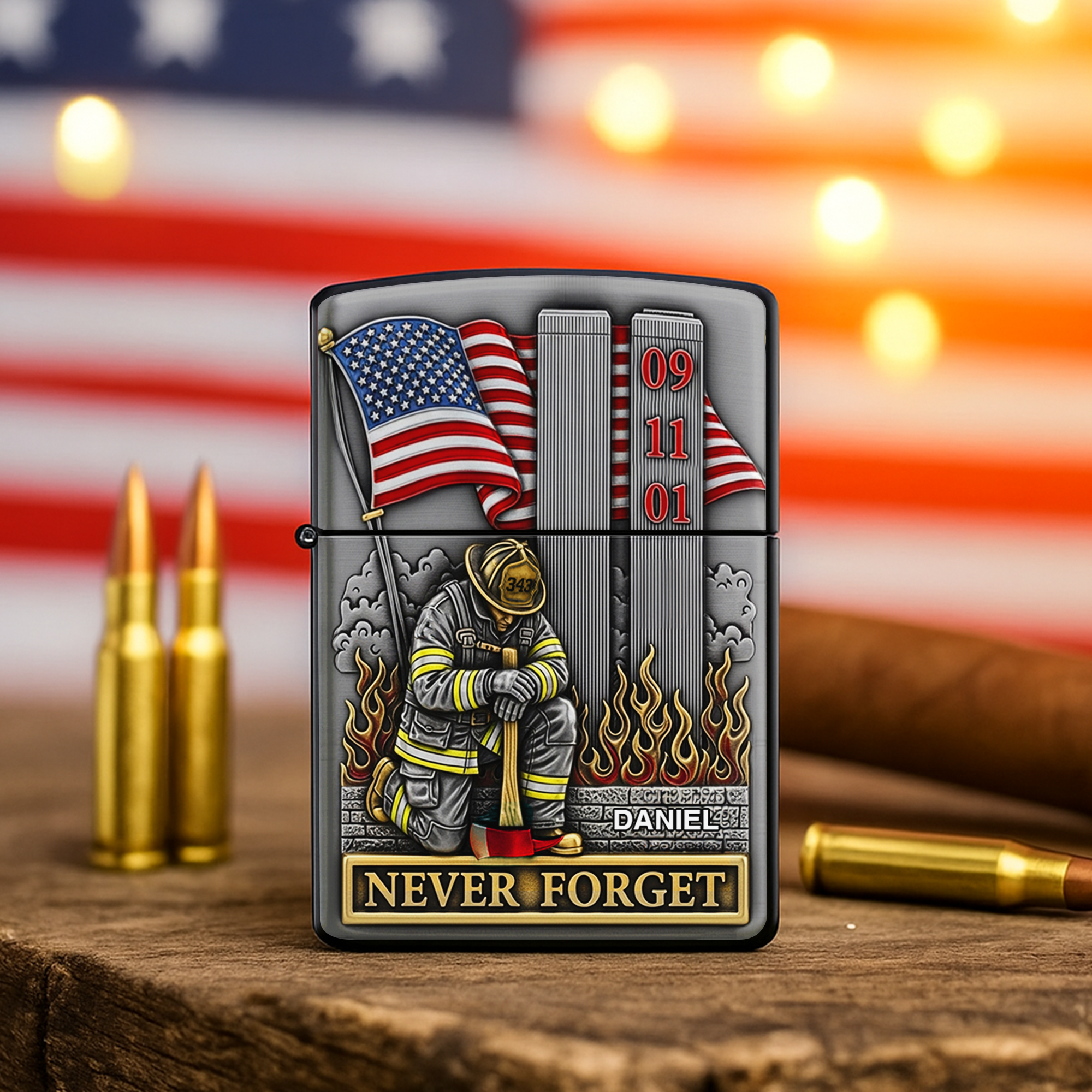 Never Forget – Personalized Firefighter Lighter - Custom Gift for Heroes Lighter PopCulturePrints